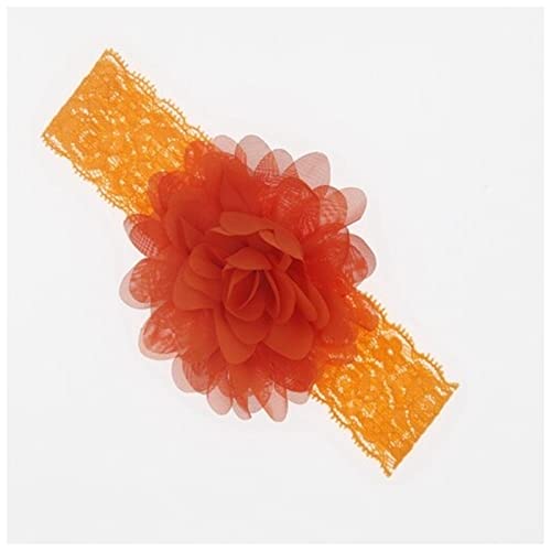 Stirnband Damen Stirnband chiffon blume elastische spitze haarband infant stirnbänder for mädchen headwear mädchen haar zubehör Gesichtswaschstirnband (Color : Orange, Size : Size fits all) von FrEshn