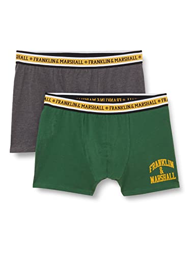 Franklin & Marshall Herren Boxer-I101292 Boxershorts, D Green/D Grey Melange/White/Gold, S von Franklin & Marshall