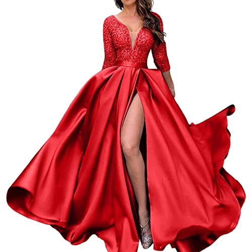 Frdun Damen Maxikleid mit Schlitz vorne, für Hochzeit, Abendparty, Abendkleid, langes formelles Kleid für Swing-Cocktail-Partys von Frdun