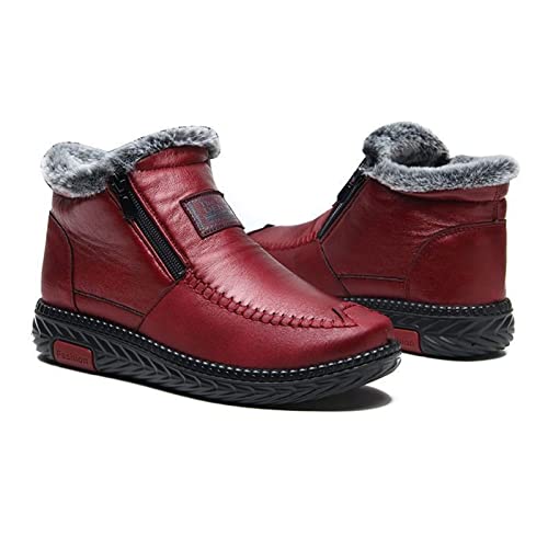 Frdun Leder, modische Fleece-Stiefel, warme kurze Stiefel, Outdoor-Spaziergänge, warme kurze Stiefel mit verschleißfester Sohle, strukturiertes Wildleder für Halloween, Thanksgiving von Frdun