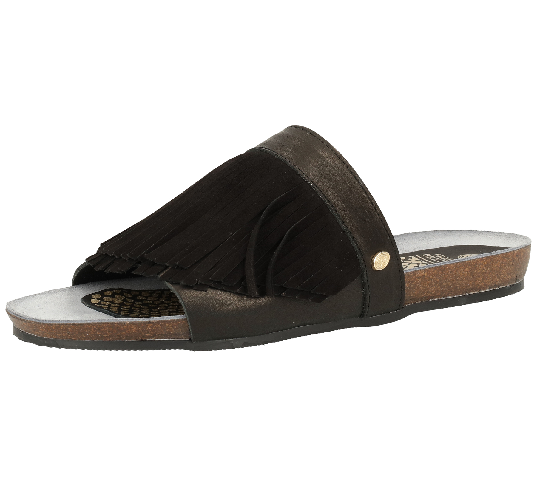 FRED DELA BRETONIERE Damen Pantolette mit aufgesetzten Fransen Echtleder-Sandale 170010099 0009 Schwarz FRED DELA BRETONIERE Damen Pantolette mit aufgesetzten Fransen Echtleder-Sandale 170010099 0009 Schwarz von Fred de la Bretoniere