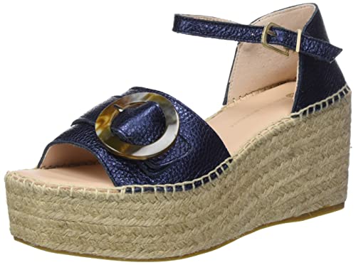 Fred de la Bretoniere Damen FRS1368 Sandalette metallic Grain Leather Espadrille Wedge Sandal, Dark Blue, 42 EU Fred de la Bretoniere Damen FRS1368 Sandalette metallic Grain Leather Espadrille Wedge Sandal, Dark Blue, 42 EU von Fred de la Bretoniere