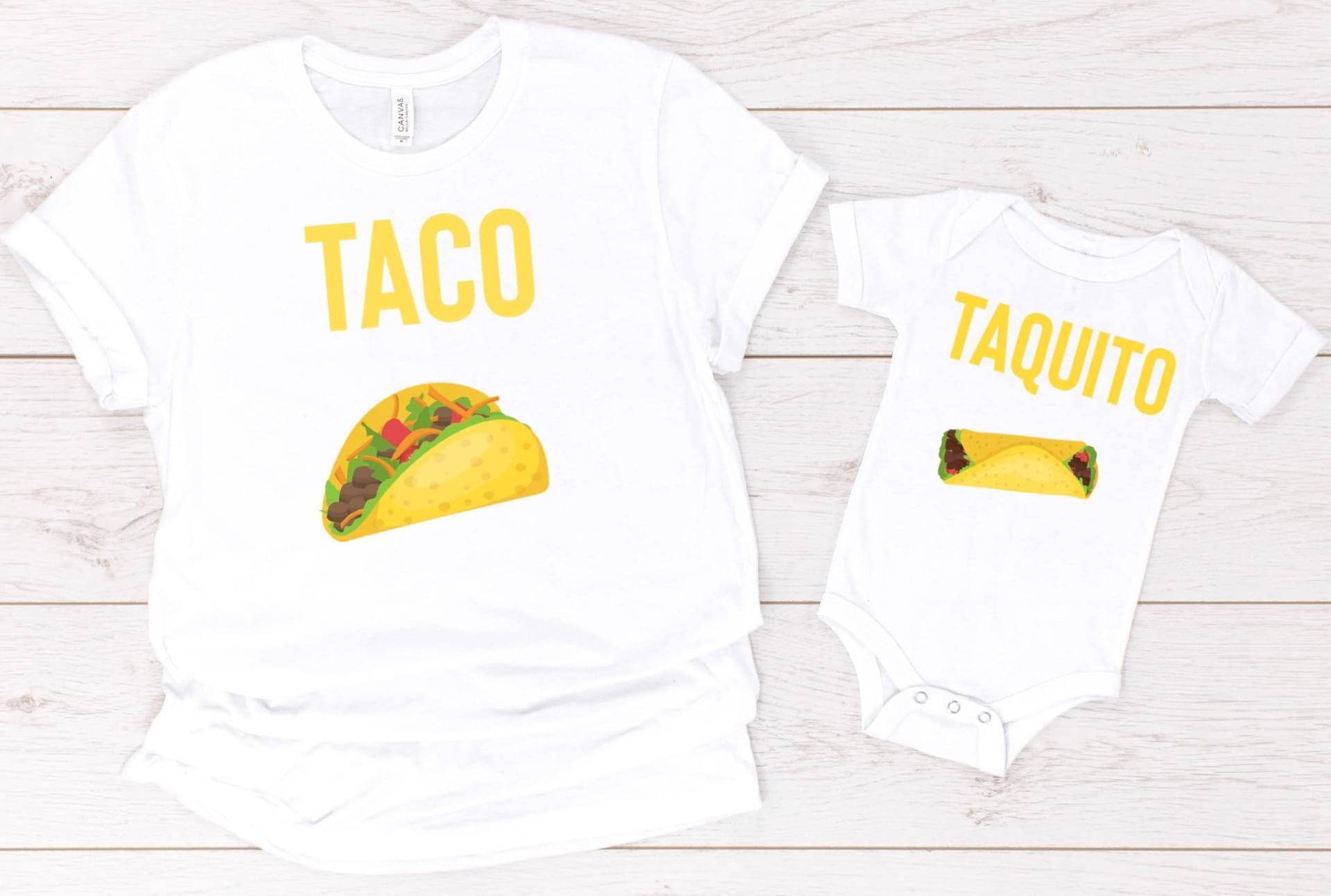 Taco & Taquito Unisex T-Shirt Baby Body Papa Und Passendes Set, Shirt, Lustige Shirts, Vatertagsgeschenk von FreeWillFashion