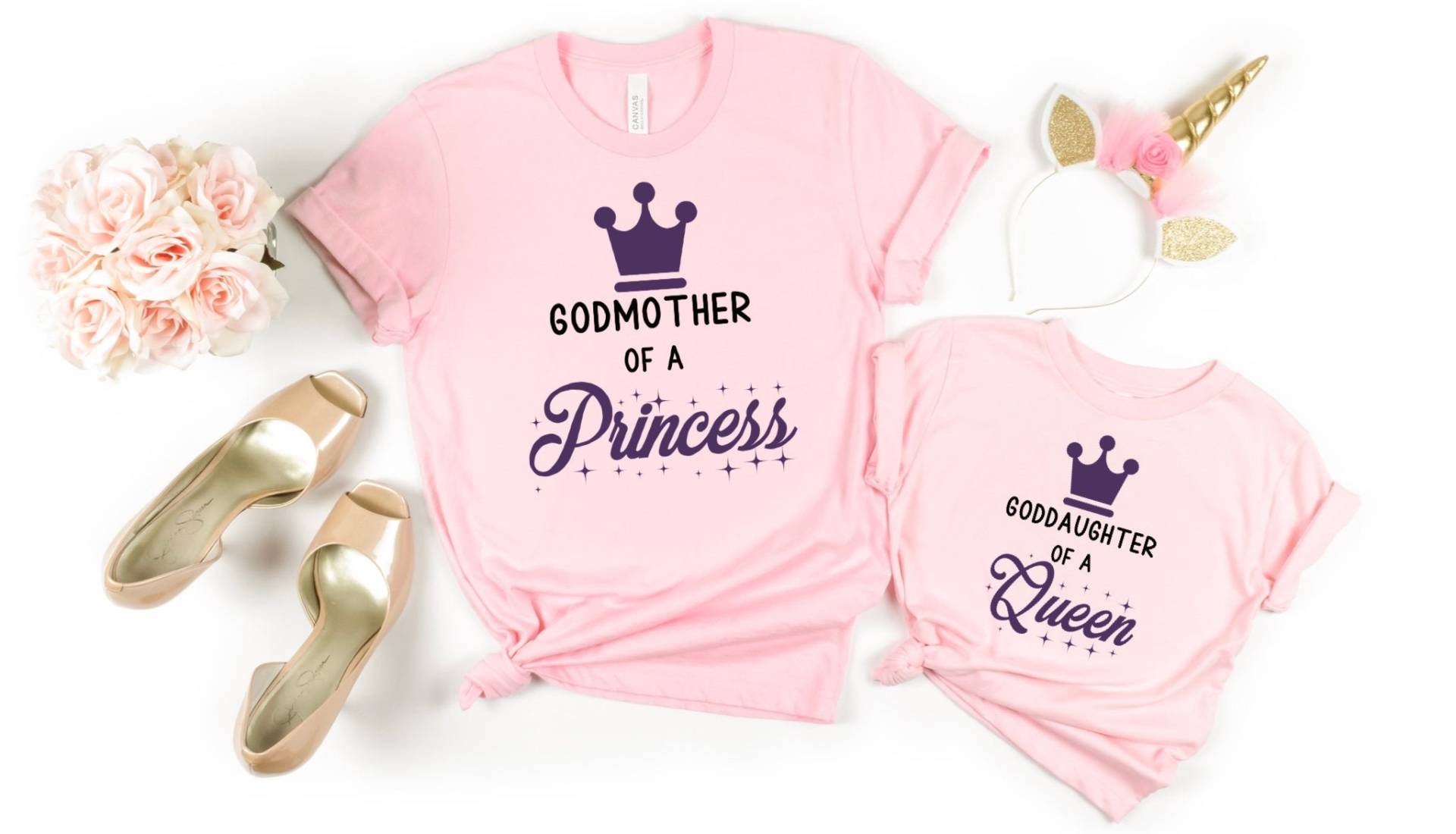 Taufpatin Einer Prinzessin, Patenin Königin Passende Patenmutter Und Ich T-Shirts Für Baby Mädchen, Kleinkind, Patentante Outfits von FreeWillFashion