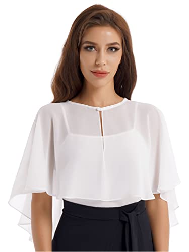 Freebily Damen Chiffon Schal Stola Bolero Für Festlich Hochzeit Abendkleid Braut Jacke Tücher Weiß_B Einheitsgröße von Freebily