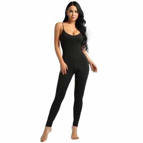 Freebily Damen Sportbody Fitness Overall Unitards Ballett Ganzanzug Gymnastik Trikot Body Jumpsuit Elastisch Sport Yoga Bodysuit Leggings Schwarz S von Freebily