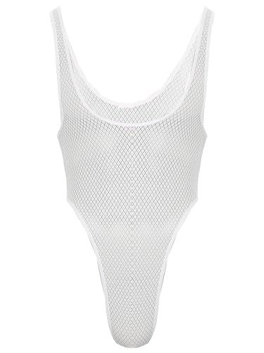 Freebily Herren Body Sexy Erotische Unterwäsche Tansparent Mesh Unterhemd Stringbody Leotard Tank Top Männer Reizwäsche V_Weiß-Diamant M von Freebily