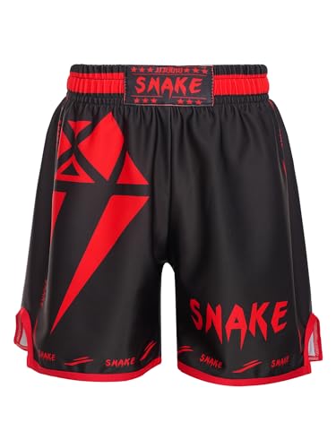 Freebily Kinder Jungen MMA Box Shorts Muay Thai Kickboxen Kurze Hose Trainingshose zum K1 Boxen Käfigkämpfen Lauf- und Kampfkunst Kampfsport Rot&Diamant-Muster 170 von Freebily