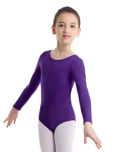 Freebily Kinder Mädchen Ballettanzug Langarm Ballett Body Tanz Gymnastik Trikot Sport Yoga Bodysuit Tanzanzug in Gr. 92-152 Violett Langarm 128 von Freebily