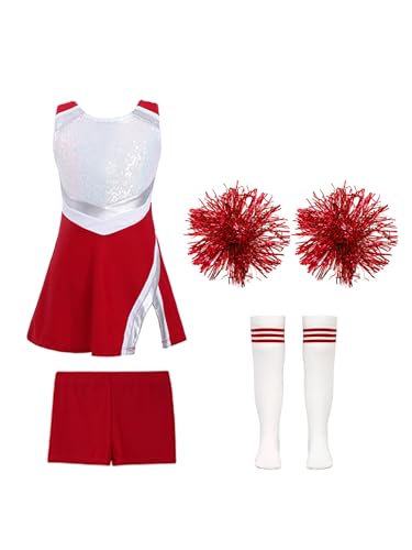 Freebily Kinder Mädchen Cheerleading Uniform Cheer Leaderin Kleid Pompoms Party Fasching Tanzkleidung High School Musical Aerobic Outfit Rot_B 146-152 Freebily Kinder Mädchen Cheerleading Uniform Cheer Leaderin Kleid Pompoms Party Fasching Tanzkleidung High School Musical Aerobic Outfit Rot_B 146-152 von Freebily