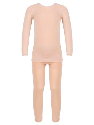 Freebily Kinder Mädchen Thermowäsche Set Thermo Langarmshirt Top Strumpfhose Mit/Ohne Fleece Sport Ballett Tanz Training Unterwäsche Outfits Orangerosa ohne Fuss 110-116 von Freebily