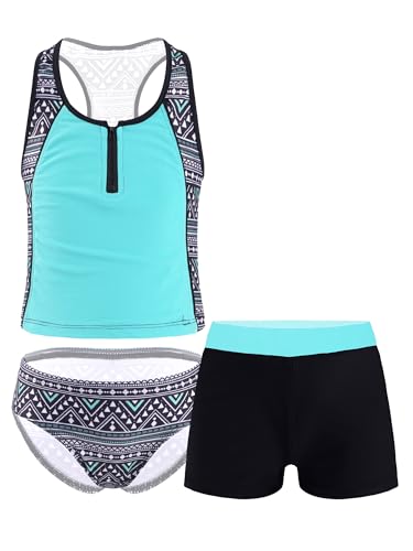 Freebily Mädchen Bademode 3pcs Tankini Bikini Set Top Slip Shorts Set Kinder Badekleidung Sport Strandbikini Gr.98-176 Minzgrün 134-140 Freebily Mädchen Bademode 3pcs Tankini Bikini Set Top Slip Shorts Set Kinder Badekleidung Sport Strandbikini Gr.98-176 Minzgrün 134-140 von Freebily