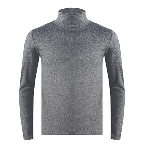 Freebily Männer Thermo Unterhemd Oberteile Thermo Rollkragen Rundhals Pullover Langarm T-Shirt Tops Ski Sport Sweatshirt Fitnessshirt Dunkelgrau XL von Freebily