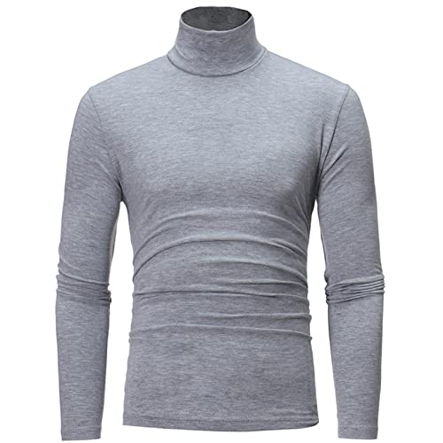 Freebily Männer Thermo Unterhemd Oberteile Thermo Rollkragen Rundhals Pullover Langarm T-Shirt Tops Ski Sport Sweatshirt Fitnessshirt Grau XL von Freebily