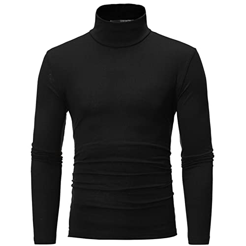 Freebily Männer Thermo Unterhemd Oberteile Thermo Rollkragen Rundhals Pullover Langarm T-Shirt Tops Ski Sport Sweatshirt Fitnessshirt Schwarz M von Freebily