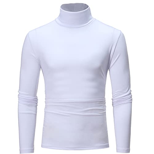 Freebily Männer Thermo Unterhemd Oberteile Thermo Rollkragen Rundhals Pullover Langarm T-Shirt Tops Ski Sport Sweatshirt Fitnessshirt Weiß M von Freebily