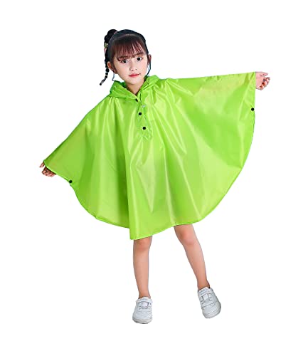 Freesmily Kinder Netter Regenmantel Wasserdichter Regen Poncho Jacke Mantel für Mädchen Jungen Kind (Hellgrün, M) von Freesmily