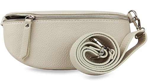 Frentree® Damen Echtleder Bauchtasche, Made in Italy, Umhängetasche Crossbody Tasche Schultertasche mit silbernem Reißverschluss, Größe MINI von Frentree