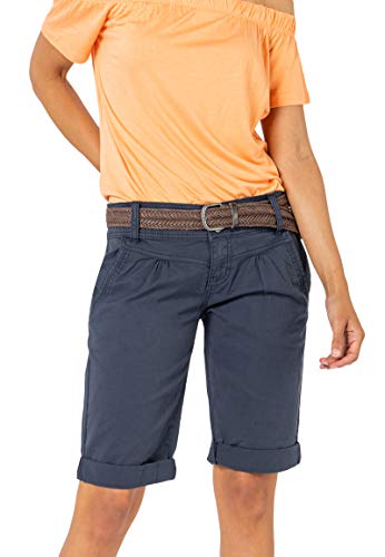 FRESH MADE Basic Bermuda-Shorts im Chino Stil mit Gürtel Dark-Blue S von FRESH MADE