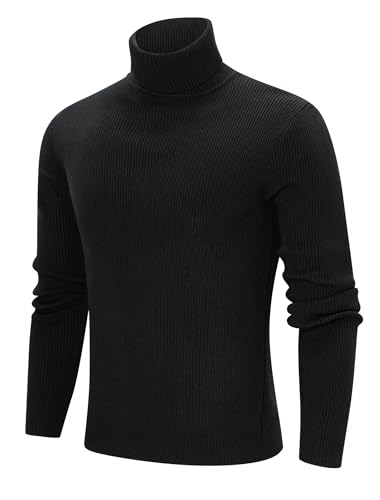 Freshhoodies Rollkragenpullover Herren Winter Pullover Männer Pullover Herren Rollkragen Freizeit Langarmshirt Feinstrick Sweater Pulli Schwarz M von Freshhoodies