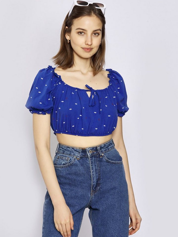 Freshlions Crop-Top Freshlions Crop Top Blau S Rüschen, Sonstige von Freshlions