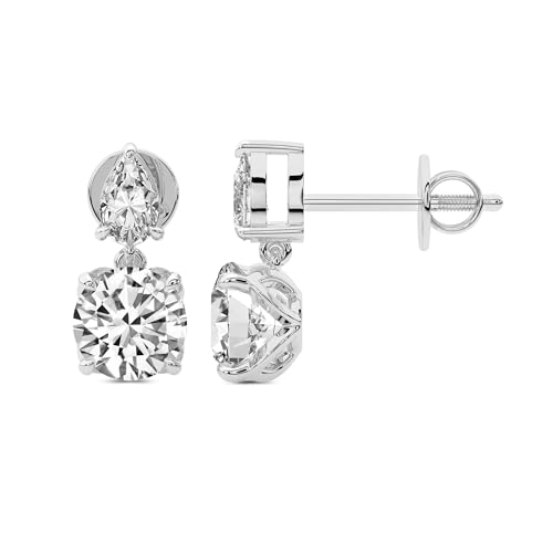 6 Karat IGI-Zertifiziert Runden Form Im Labor Gezüchteter Diamant Earrings | 18K in Weißgold | Seraphic Teardrop Dangling Ohrringe | Krappenfassung | FG-VS1-VS2 Qualität von Friendly Diamonds