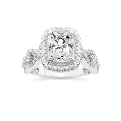 Im Labor Gezüchtet Diamant Verlobungsring Für Frauen 3 Karat IGI-Zertifiziert Strahlend Form | 14K Oder 18K Weiß-, Gelb- oder Roségold Prestigia Criss Cross Halo Diamant Ring | FG-VS1-VS2 Qualität von Friendly Diamonds