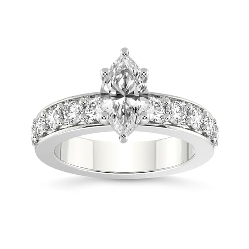 Im Labor Gezüchtet Diamant Verlobungsring für Frauen 0.50 Karat IGI-Zertifiziert Marquise Form | 14K oder 18K Weiß-, Gelb- oder Roségold Alfreda Half Eternity Diamant Ring | FG-VS1-VS2 Qualität von Friendly Diamonds