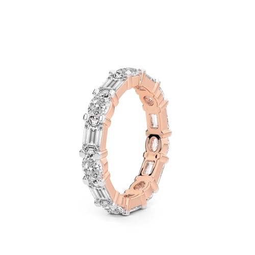 Oval & Smaragd Form Im Labor Gezüchteter Diamant Mckenna Ewigkeitsring Für Frauen | 3 Karat IGI-Zertifiziert 14K Roségold | FG-VS Qualität Freundliche Diamanten Größe des Ewigkeitsrings 5 von Friendly Diamonds