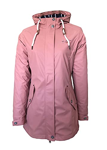 Dry Fashion Damen Regenmantel Kiel - Frauen Regenjacke Damen Jacke mit verstellbarer Kapuze Lang Winddicht Wasserdicht in Alt-Rosa Größe 44 von Dry Fashion