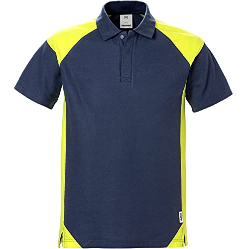 Fristads Fusion Poloshirt 7047 PHV 122407 Marine/Warnschutz-Gelb mit Kontrastfarbe und Oeko-Tex Zertifiziert Größe 2XL von Fristads