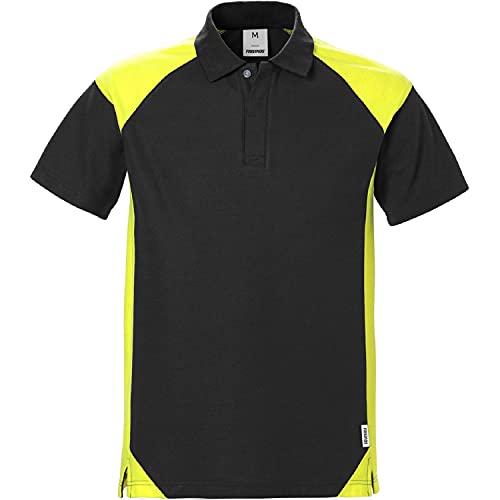 Fristads Fusion Poloshirt 7047 PHV 122407 Schwarz/Gelb mit Kontrastfarbe und Oeko-Tex Zertifiziert Größe XL von Fristads