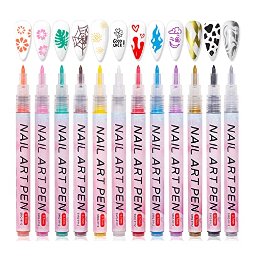 12 Farbe 3D Nagel Kunst Stifte Set Nägel Polish Pen Nagel Punkt Punktierung Stift Zeichnen Malerei Liner Pinsel Für Nail Art Nagel Punktierung Stift Set Nagel Farbe Liner von Frotox