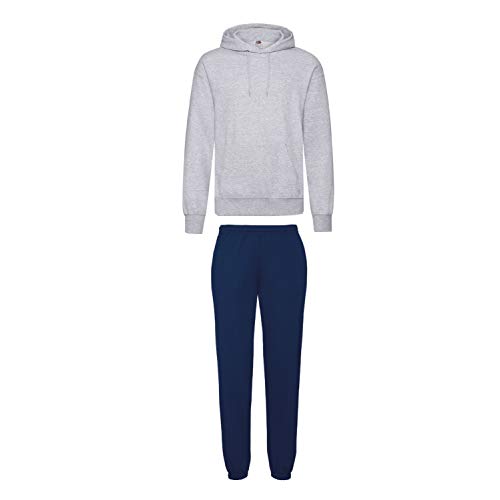 2er-Set Fruit of the Loom Hausanzug Sportanzug Jogginghose & Kapuzensweatshirt (M, Navy & Grau) von Fruit of the Loom