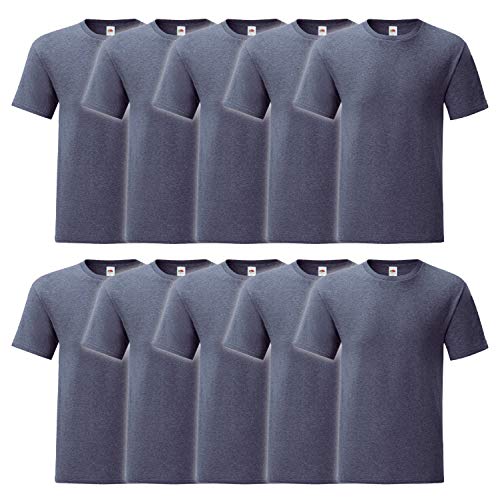 Fruit of the Loom 10er Pack Iconic T Herren T-Shirt Sparpack Größe S - 5XL, Größe:2XL, Farbe:10x Vintage Navy meliert von Fruit of the Loom