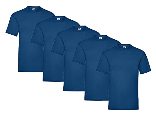 Fruit of the Loom 5-Pack Valueweight T-Shirt, 5X Navy + 1 HL Kauf Notizblock, Größe XL von Fruit of the Loom