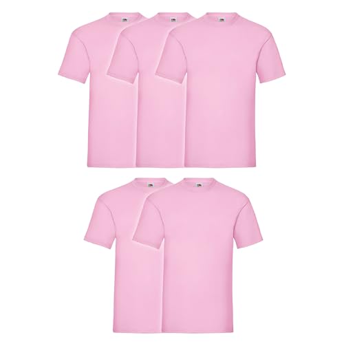 Fruit of the Loom 5er Pack Valueweight T-Shirt + GRATIS MyShirt Stoffbeutel, Farbe:Rose, Größe:3XL von Fruit of the Loom