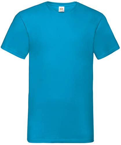 Fruit of the Loom 5er Pack Valueweight V-Neck T Unisex T-Shirt V Ausschnitt Mehrpack NEU, Farbe:azurblau, Größe:2XL von Fruit of the Loom