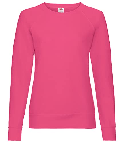 Fruit of the Loom Damen Lightweight Raglan Sweat Lady-Fit T-Shirt, Pink (Fuchsia), Small von Fruit of the Loom