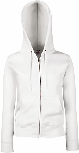 Fruit of the Loom Damen Premium Hooded Sweat Jacket Lady-Fit Kapuzenpullover, Weiß (White 000), Large (Herstellergröße: 14) von Fruit of the Loom