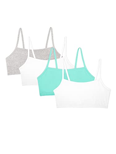 Fruit of the Loom Damen Spaghetti Strap Cotton Pullover Bra Value Pack Sport-BH, Undurchsichtige, Mint Chip/Weiß/Grau Heather/Weiß, 95 (4er von Fruit of the Loom