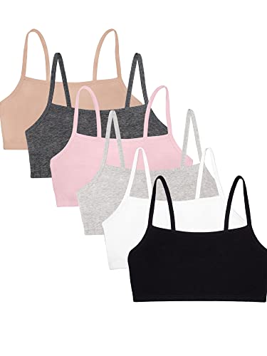 Fruit of the Loom Damen Spaghetti Strap Cotton Pullover Bra Value Pack Sport-BH, Blickdicht, Sand/Weiß/Heather Grey/Schwarz/Blushing Rose/Anthrazit, 100 Größen (6er von Fruit of the Loom