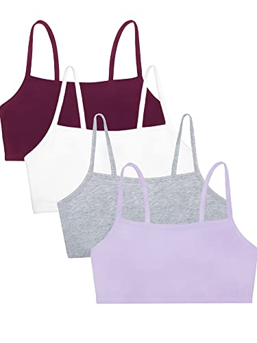 Fruit of the Loom Damen Spaghetti Strap Cotton Pullover Bra Value Pack Sport-BH, Blickdicht, Violett/Weiß/Lila/Grau, 95 (4er von Fruit of the Loom