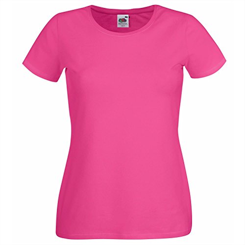 Fruit of the Loom Damen T-Shirt, Ss129m , Gr. S (Herstellergröße: 10), Rosa - Pink (Fuchsia) von Fruit of the Loom