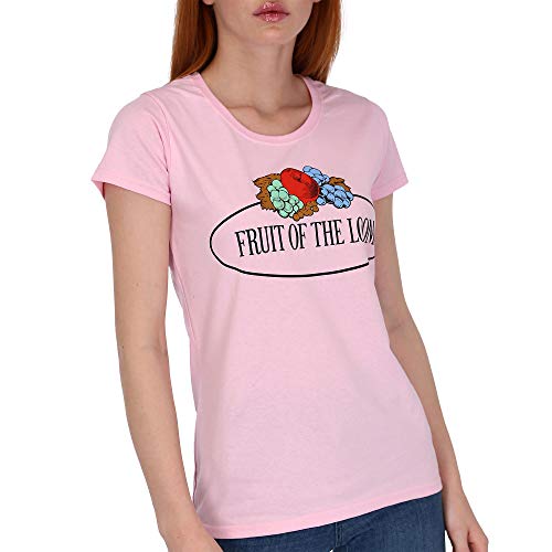 Fruit of the Loom Damen T-Shirt mit großem Vintage-Logo, Farbe:Rose, Größe:2XL von Fruit of the Loom