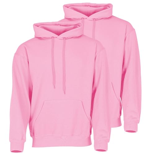 Fruit of the Loom Doppelpack Classic Kapuzen-Sweat Herren Hoodie 2er Pack + GRATIS MyShirt Stoffbeutel, Farbe:Rose, Größe:S von Fruit of the Loom