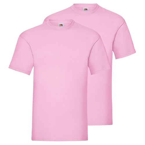 Fruit of the Loom Doppelpack Herren T-Shirt 2er Pack + GRATIS MyShirt Stoffbeutel, Farbe:Rose, Größe:S von Fruit of the Loom