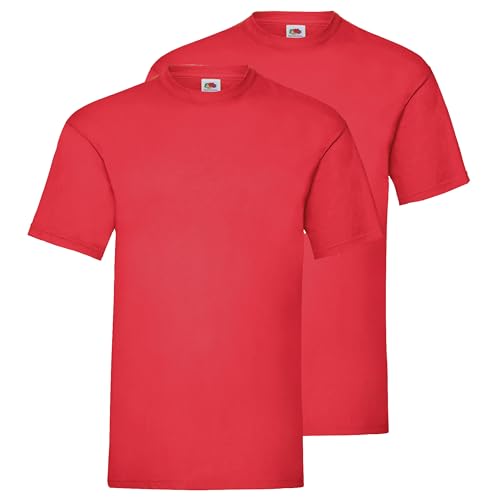 Fruit of the Loom Doppelpack Herren T-Shirt 2er Pack + GRATIS MyShirt Stoffbeutel, Farbe:rot, Größe:XL von Fruit of the Loom