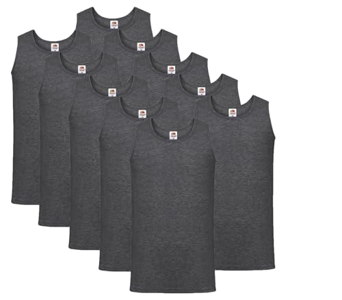 Fruit of the Loom Herren 10 Pack Weste, Dark Heather + 1HL-Kauf Notizblock, XXL 10er Set von Fruit of the Loom