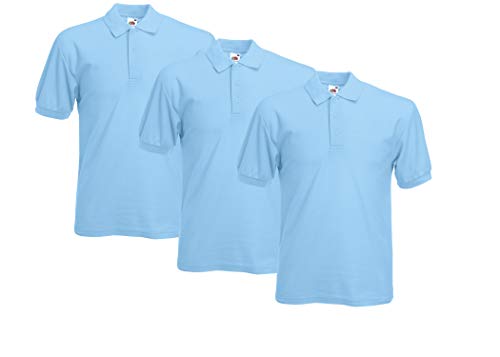 Fruit of the Loom Herren 63-402-0 Polohemd, Pastel Blue, 3XL (3er Pack) von Fruit of the Loom